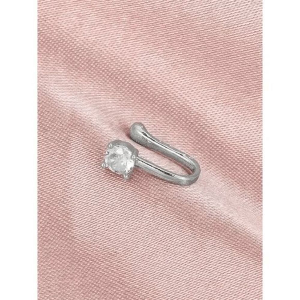 WHITE GOLD DIAMOND NOSE RING CUFF - Picture 4 of 6